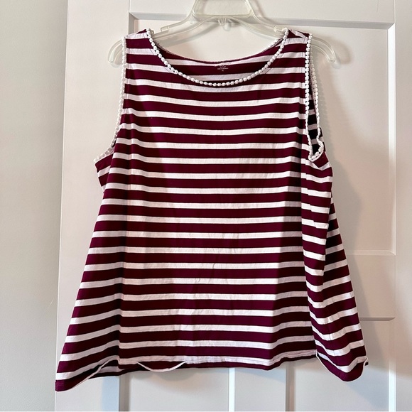 LOFT Tops - Garnet and white stripe loft tank top